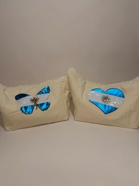Argentina Flag Sequin Butterfly, Heart and Argentina Word Totes with Pockets